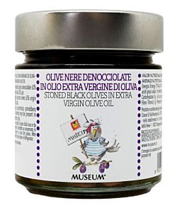 STONED BLACK OLIVES IN EXTRA VIRGIN OLIVE OIL